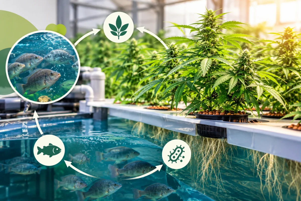 Aquaponic cannabis cultivation in an integrated fish and plant growing system